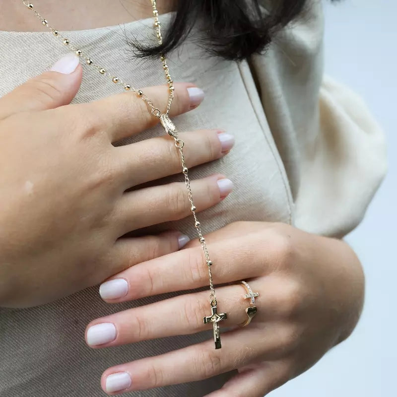Women's Gold Heart & Cross Adjustable Ring — Holy Altar