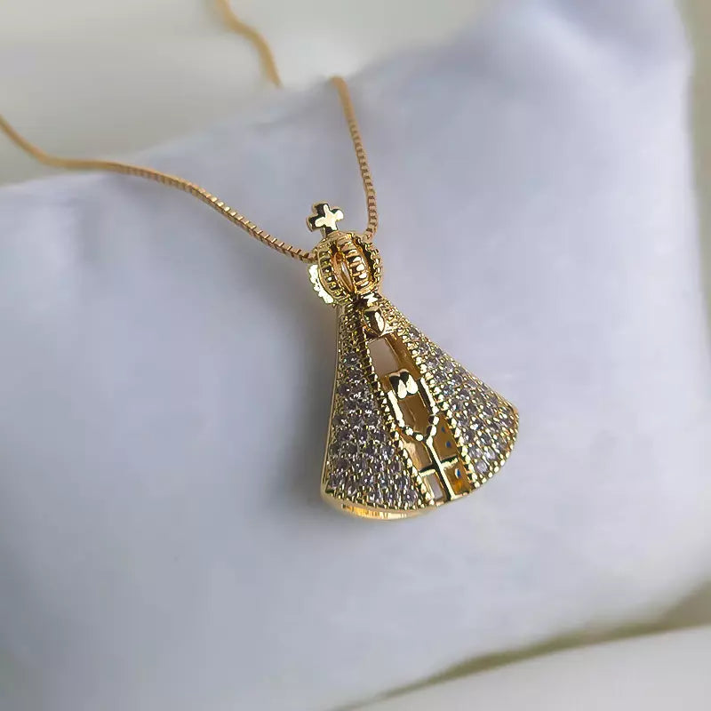 Our Lady of Aparecida Double Pendant Necklace Holy Altar