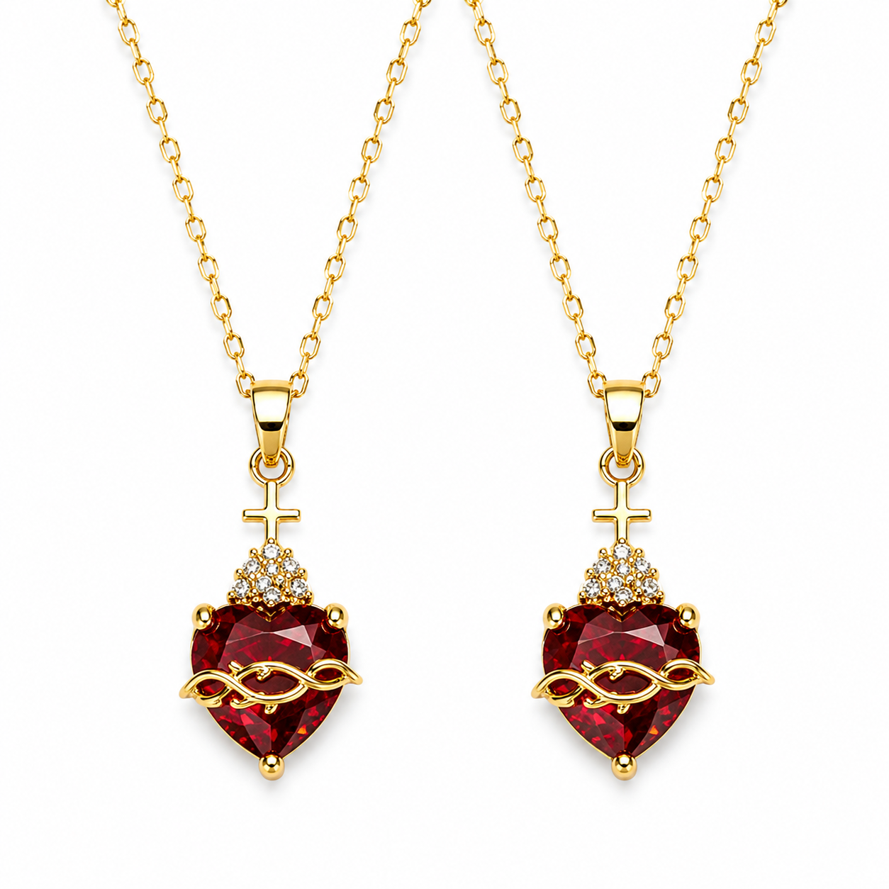 Sacred Heart of Jesus & Immaculate Heart of Mary Necklace Set