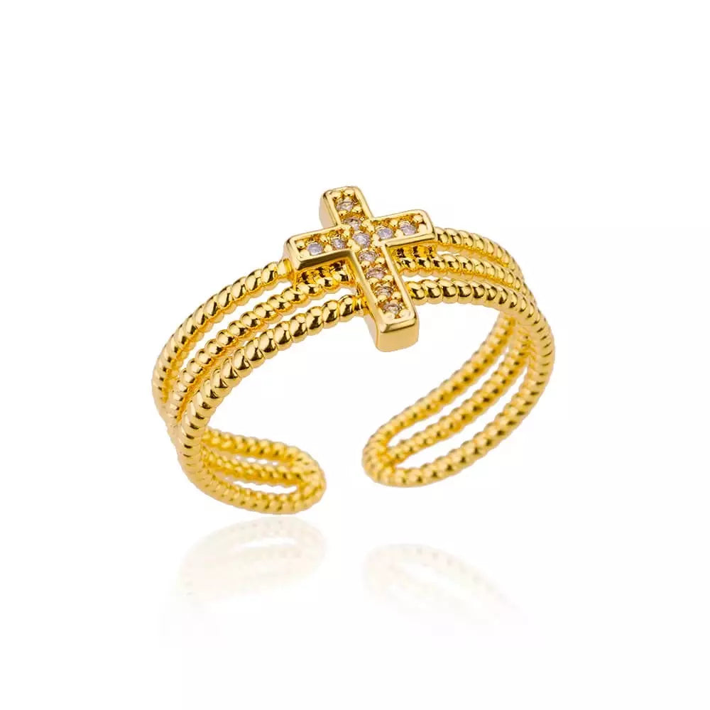 Women's Triple-Band Cross Adjustable Ring — Holy Altar