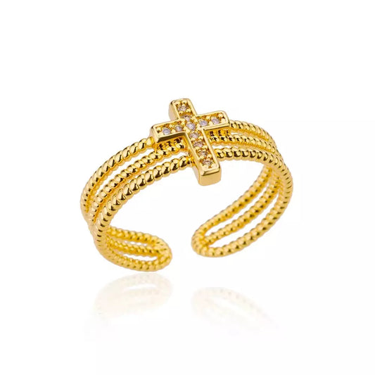 Women's Triple-Band Cross Adjustable Ring — Holy Altar