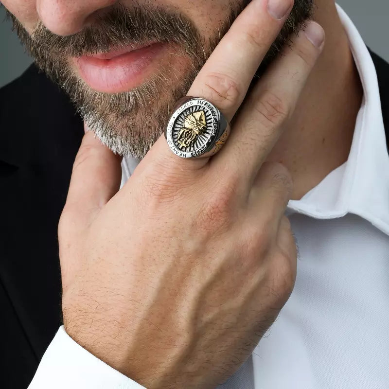 Sacred Heart of Jesus Gold Stainless Steel Ring — Holy Altar