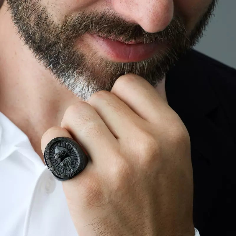 Sacred Heart of Jesus Black Stainless Steel Ring — Holy Altar