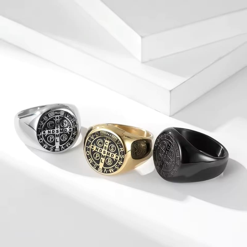 Saint Benedict Medal Gold Ring — Holy Altar