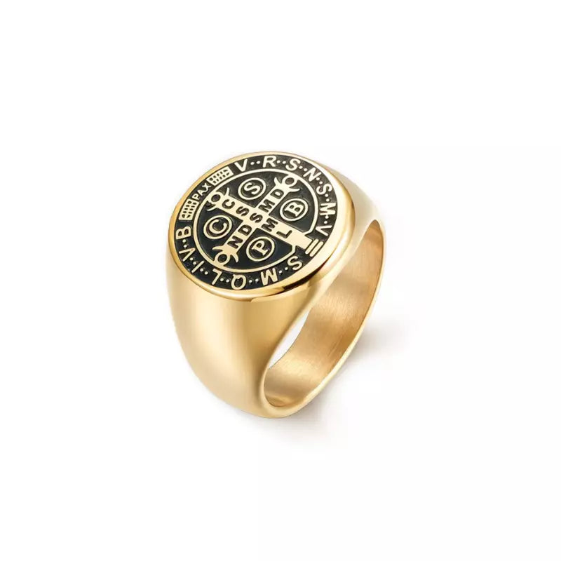 Saint Benedict Medal Gold Ring — Holy Altar