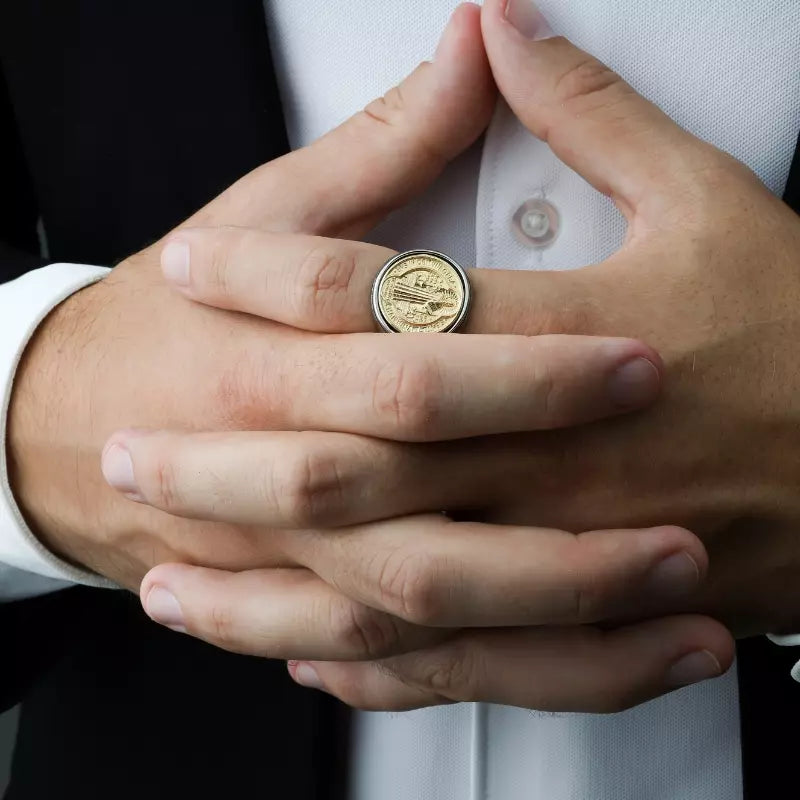 Saint Benedict Medal Silver & Gold Ring — Holy Altar