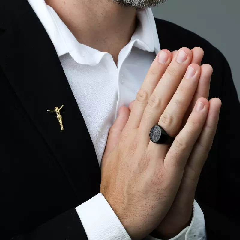 Saint Benedict Medal Black Ring — Holy Altar
