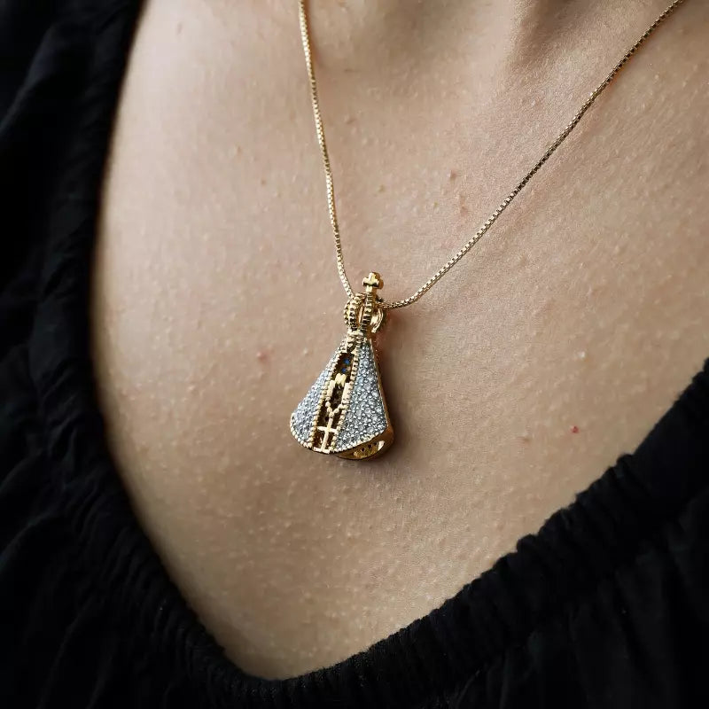 Our Lady of Aparecida Double Pendant Necklace Holy Altar