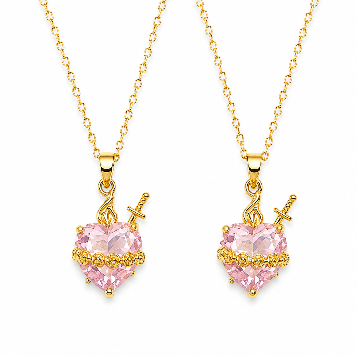 Sacred Heart of Jesus & Immaculate Heart of Mary Necklace Set